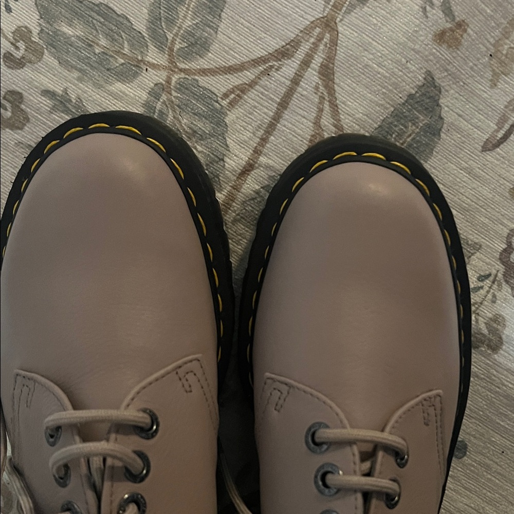 Dr. Martens Women's Blush Pink Leather Lace-Up Platform Boots - Picture 2 of 7